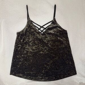 Velvet Strappy Deep Green Cami Top